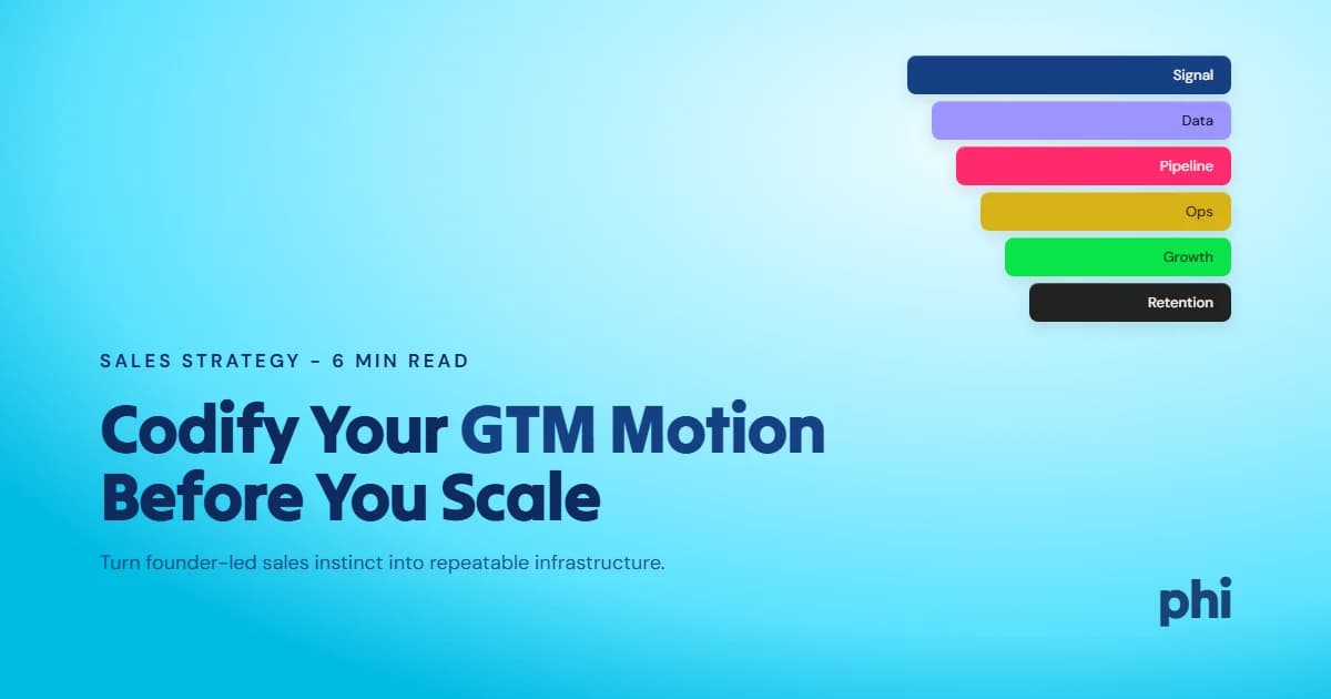 How Smart Founders Codify Their Sales GTM Motion Before Scaling